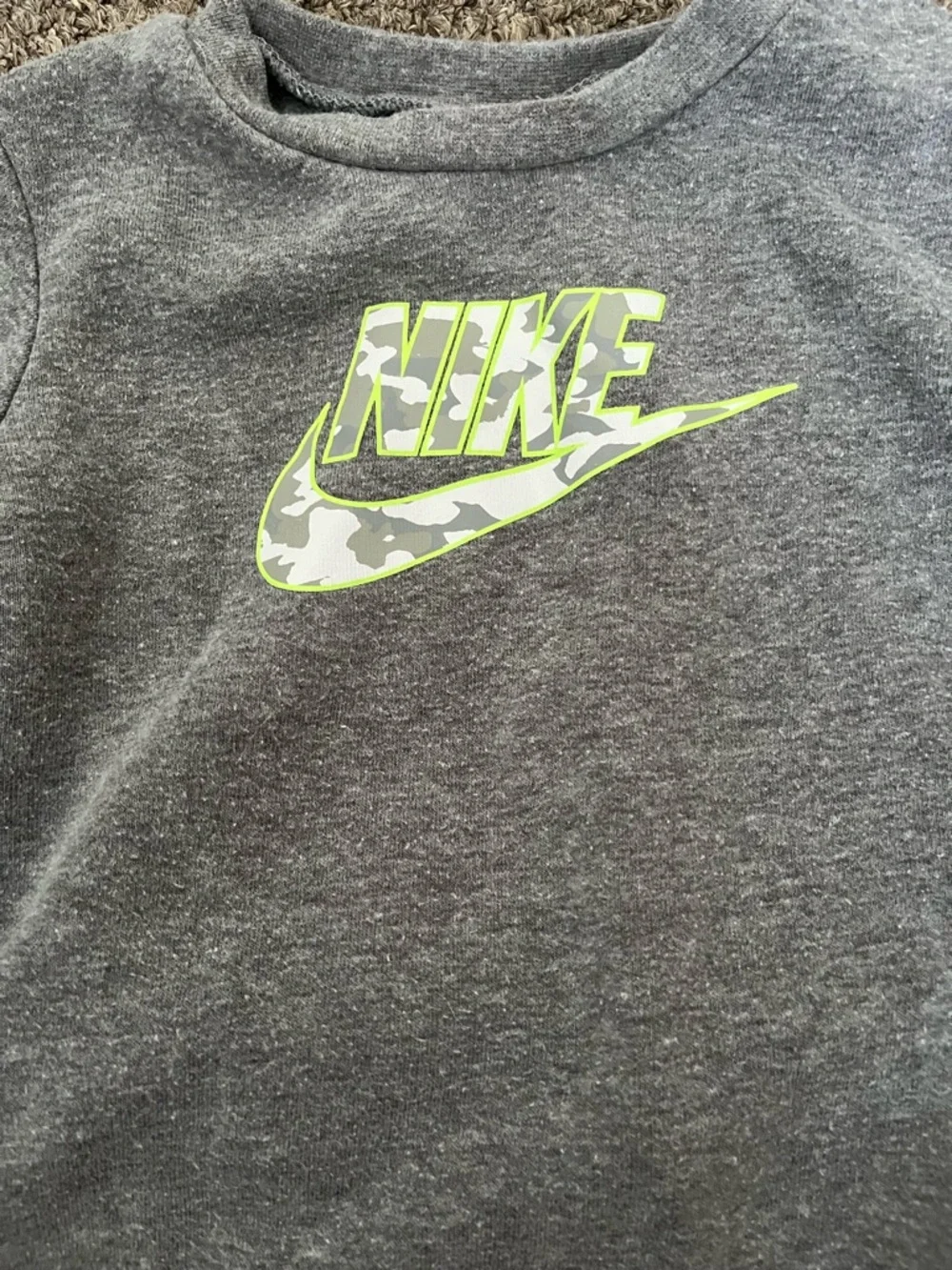 Nike Kids Gray Sweatshirt and Joggers with Neon Green Logo - Picture 2 of 4
